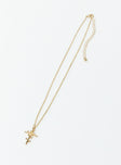 Necklace Gold toned Cross charm Lobster clasp fastening