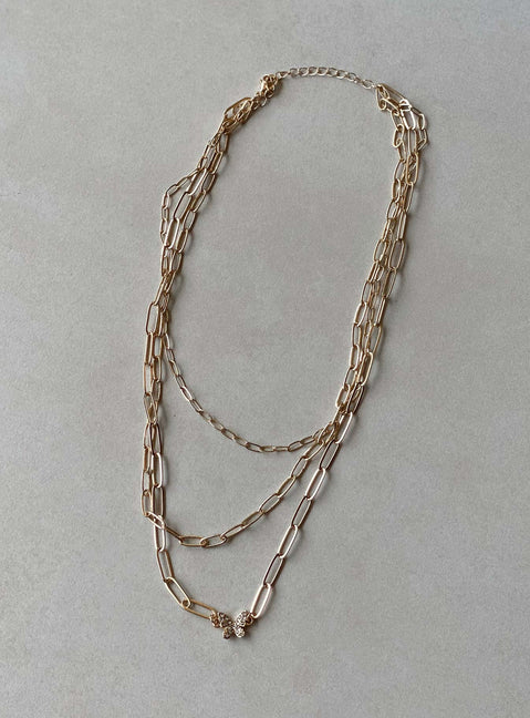 Necklace set Butterfly charm Diamante detail Gold-toned Lobster clasp fastening