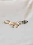 Ring pack Pack of five Silver & gold-toned Diamante & pearl detailing