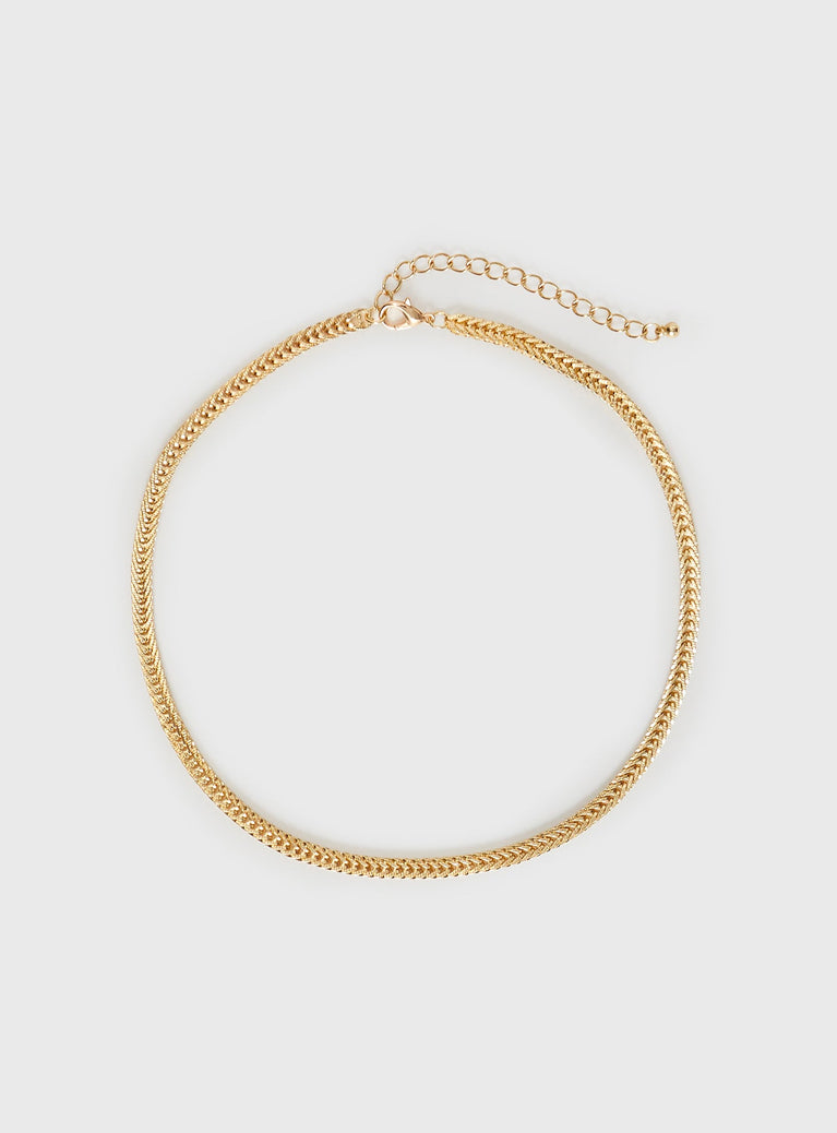 gold toned necklace snake chain