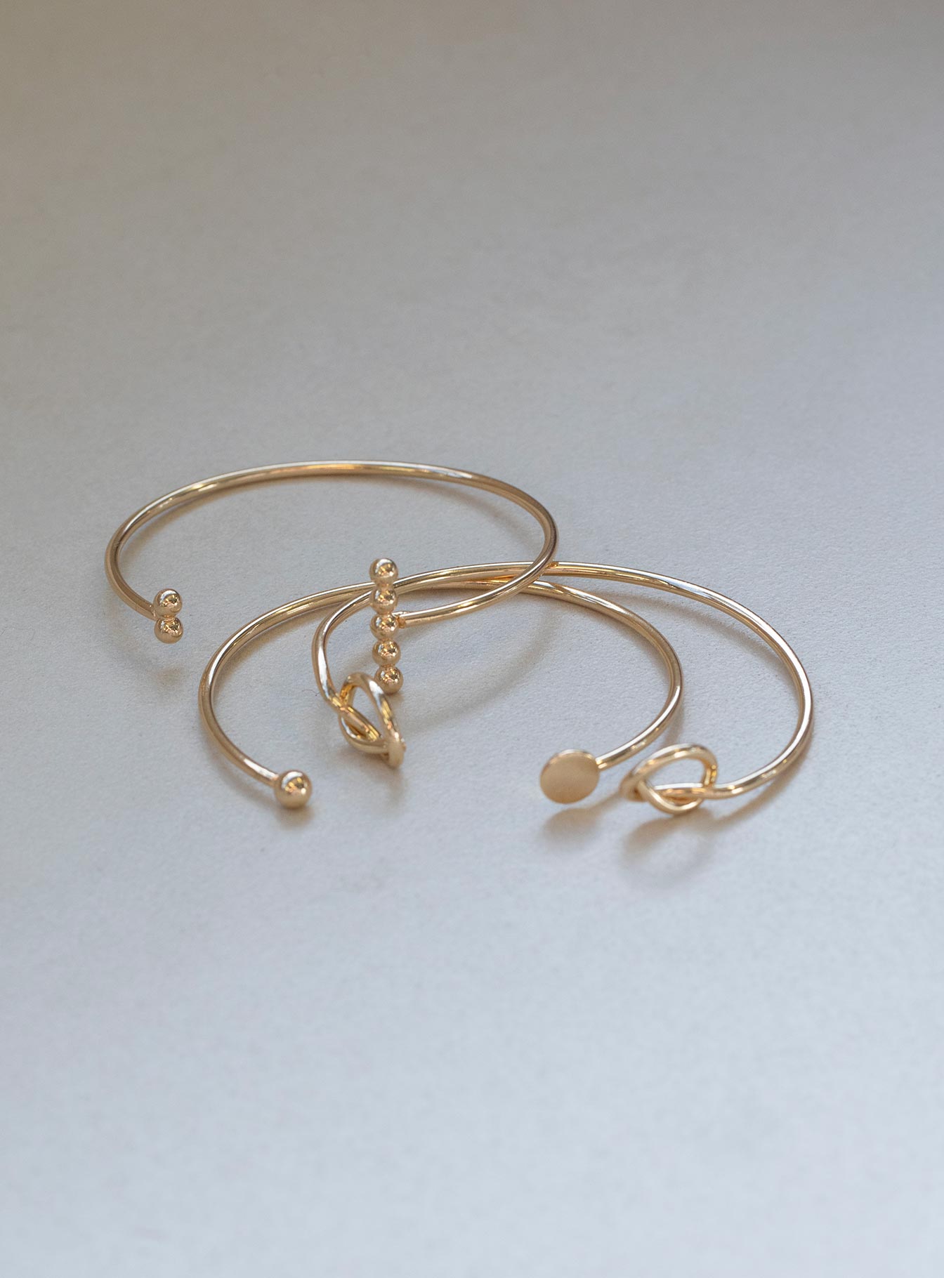 Cuff bracelet set 100% recycled brass Set of three Gold toned