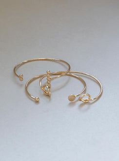 Cuff bracelet set 100% recycled brass Set of three Gold toned
