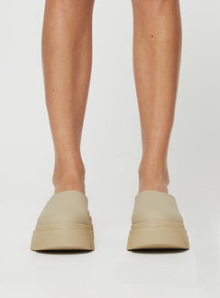 Faux leather flats Slip-on design, platform base, rounded toe, padded footbed, treaded sole Spot clean