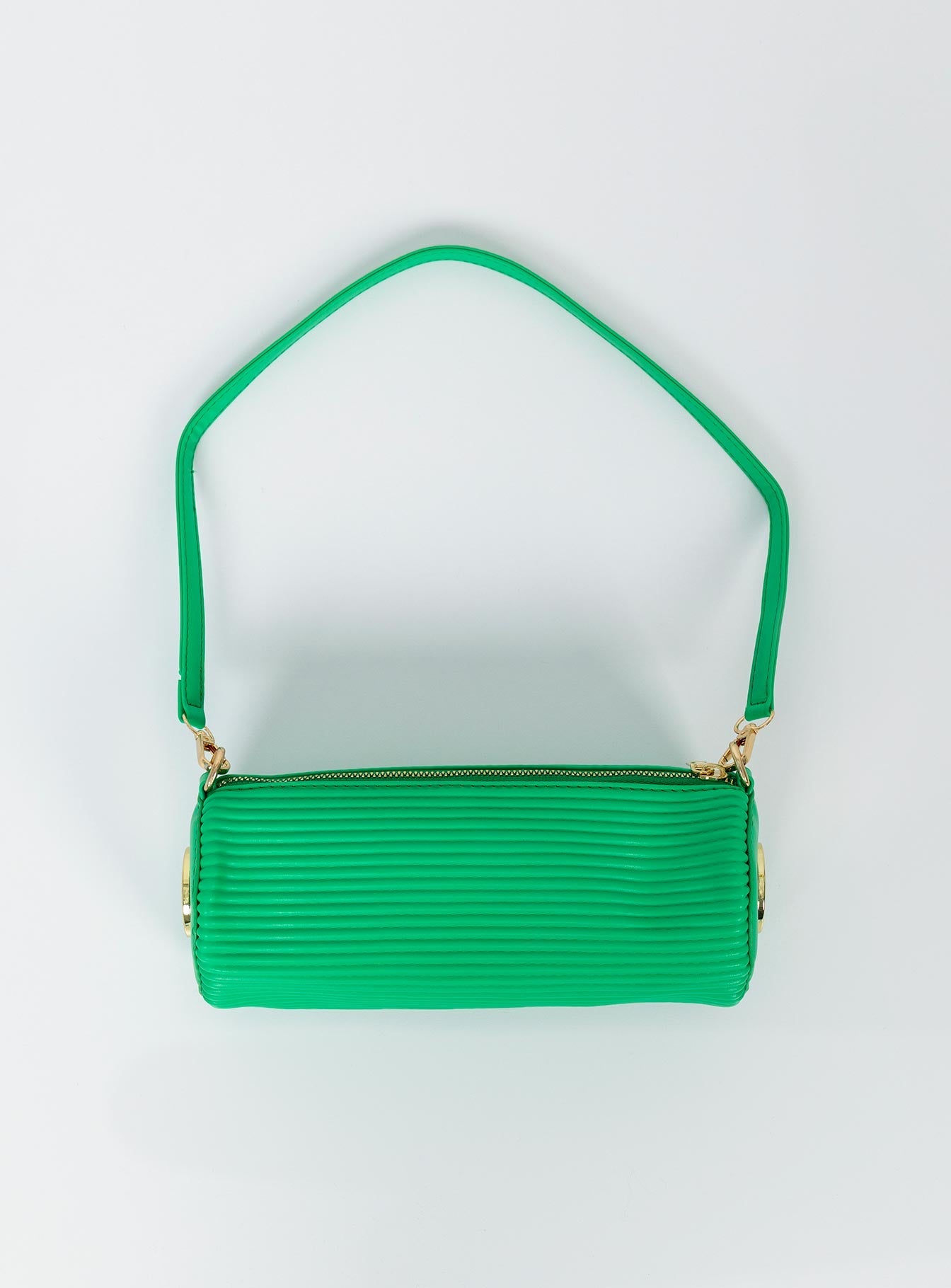 Crossbody bag  Faux leather material  Cylinder shape  Gold-toned hardware  Adjustable & removable crossbody strap  Removable shoulder strap 