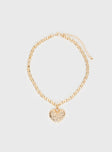 Necklace Gold-toned, heart shaped pendant, lobster clasp fastening