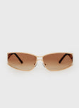 Gold-toned sunglasses Metal frame, brown tinted lenses, silicone nose pads