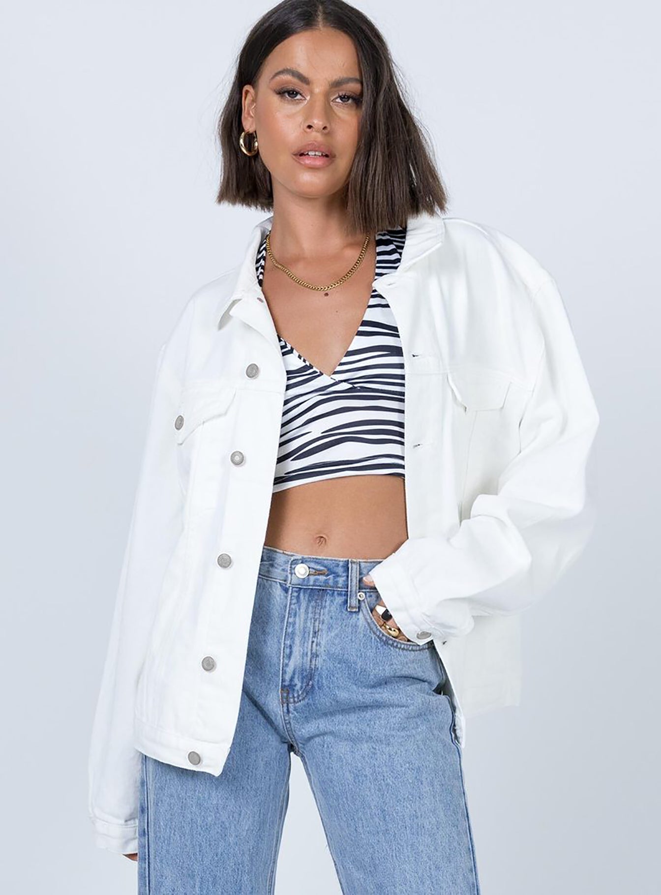Western Denim Jacket White