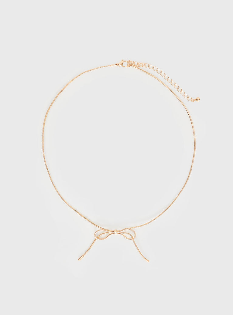 Gold-toned necklace Bow detail, lobster clasp fastening