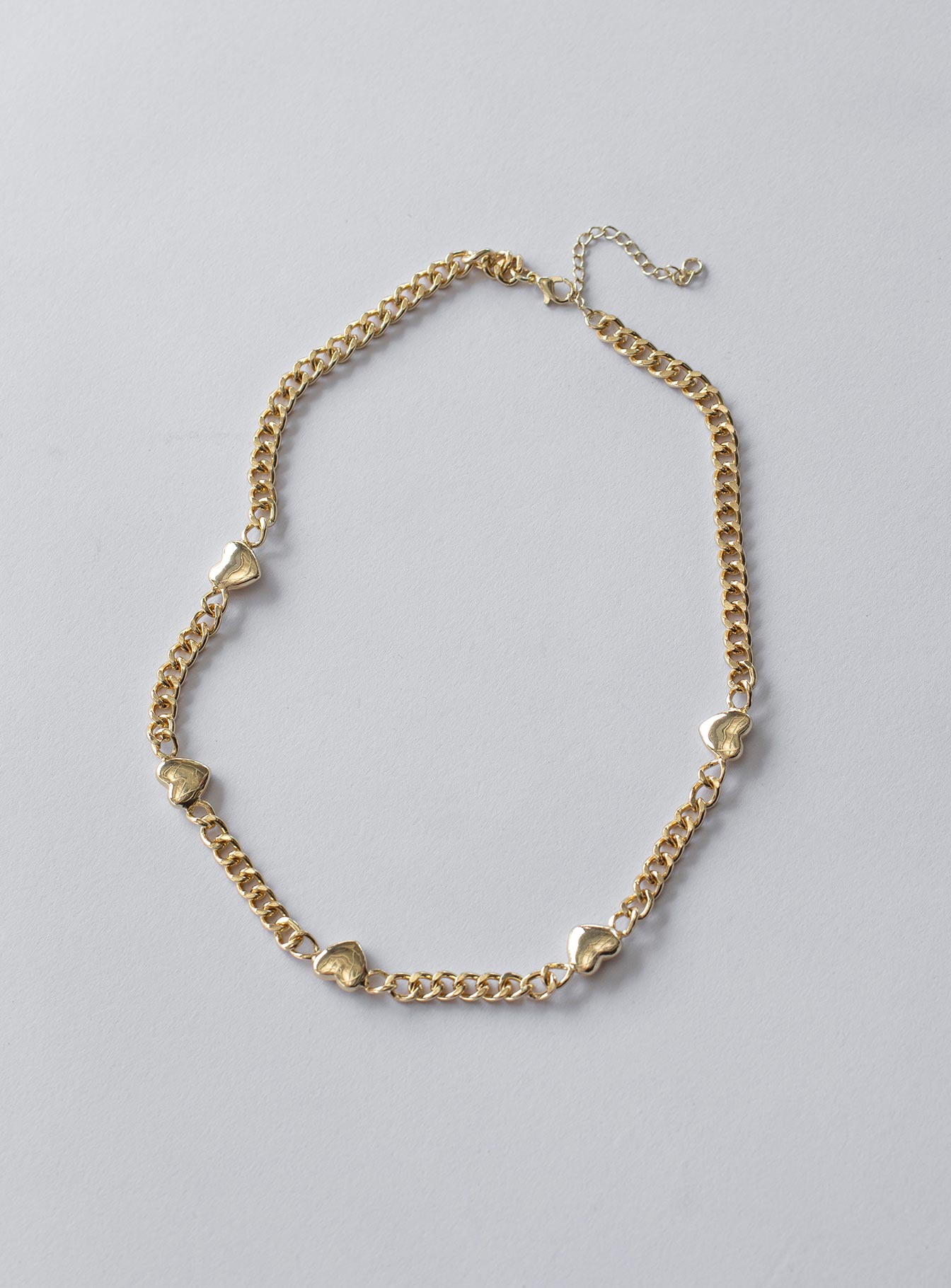 Necklace Lobster clasp fastening Gold-toned Heart charms