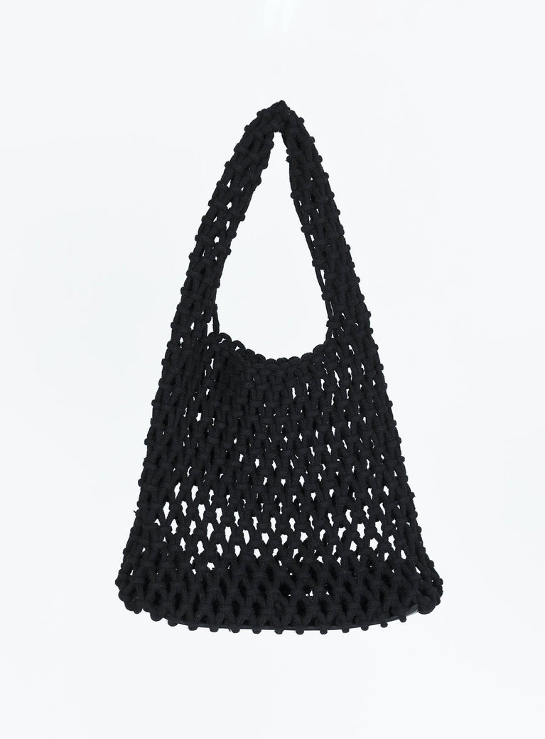 Bag Crochet knit material Fixed handle Flat base