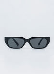 Sunglasses  100% plastic  UV 400 Slim style Transparent frame  Moulded nose bridge  Grey tinted lenses 