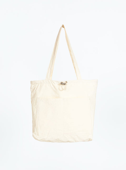 Tote bag Fixed shoulder straps, internal and external slip pockets, drawstring fastening