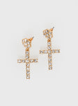 Jadu Cross Earrings Gold