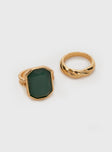 Gold-toned ring pack Pack of two, gemstone detail, lightweight