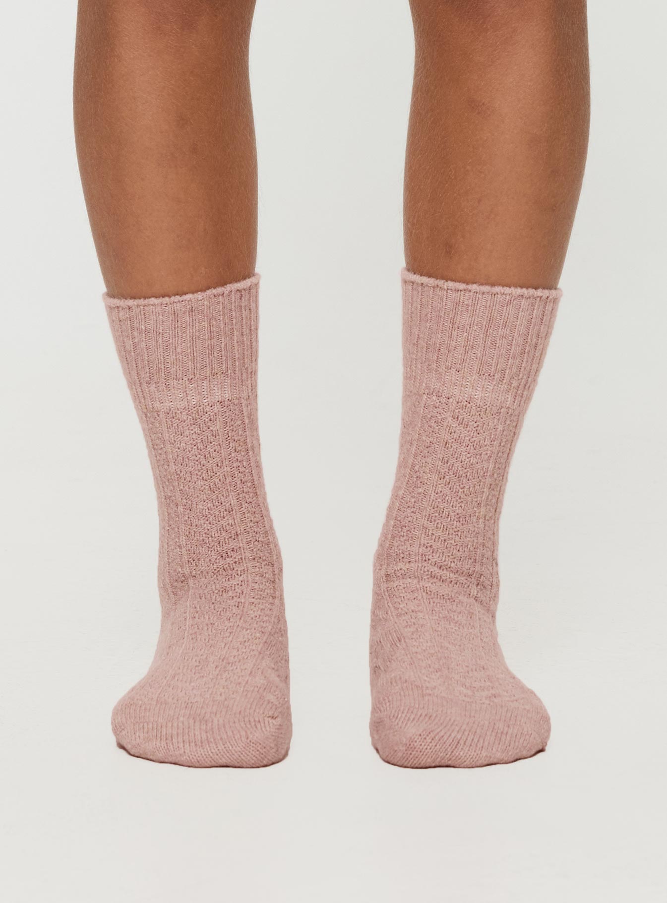 Pink Thick knit crew socks