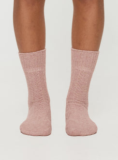 Pink Thick knit crew socks