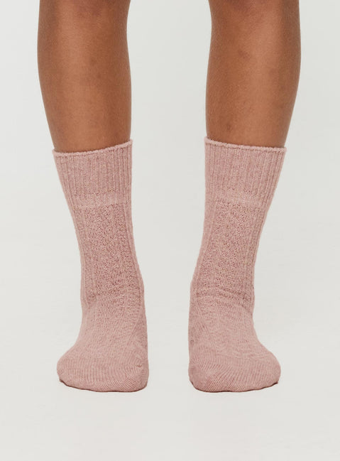 Pink Thick knit crew socks
