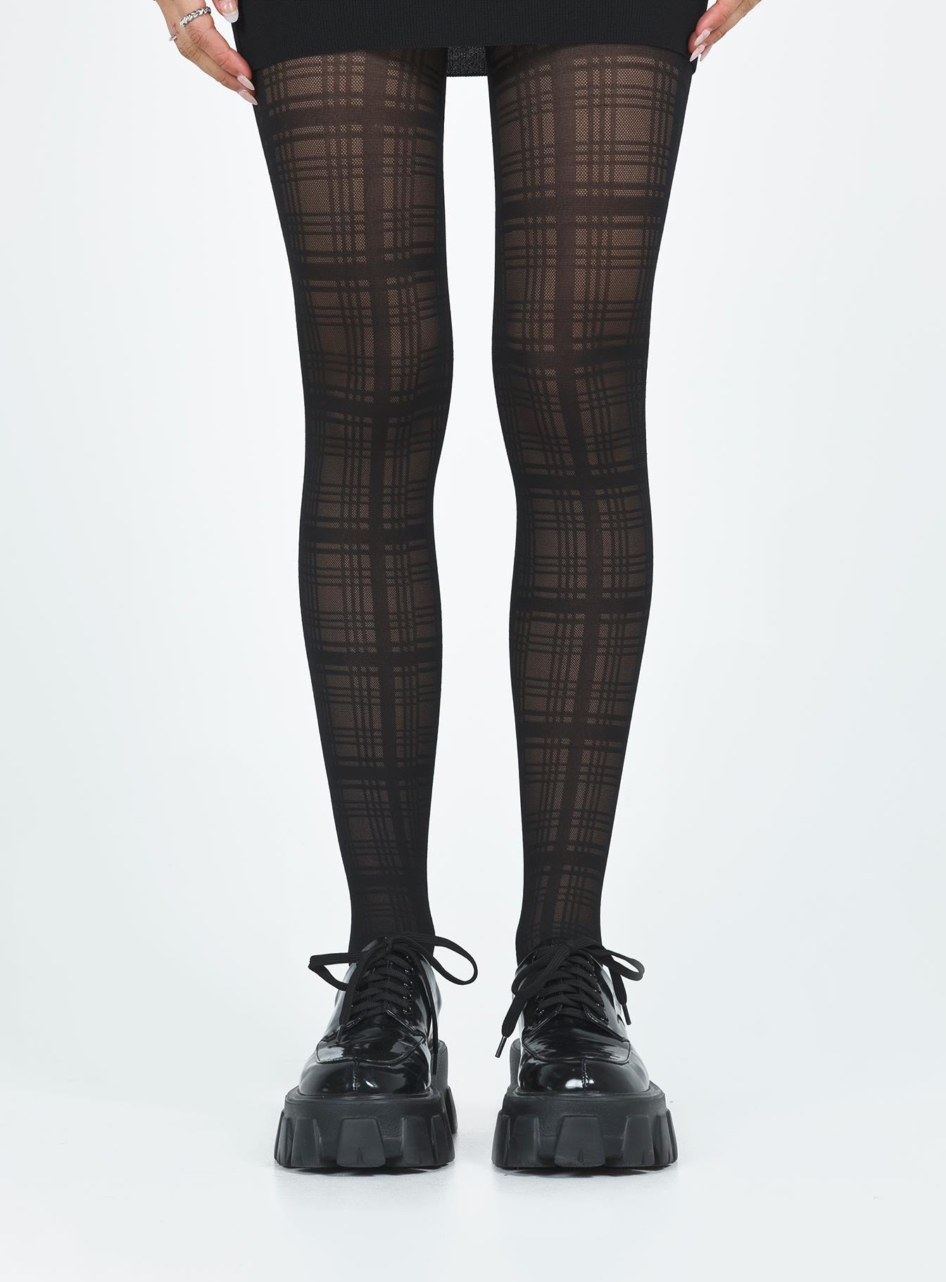 Stockings High waisted fit Plaid design