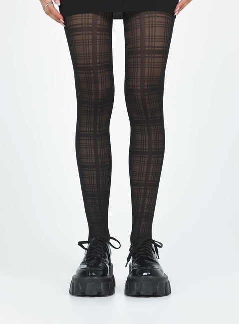 Stockings High waisted fit Plaid design