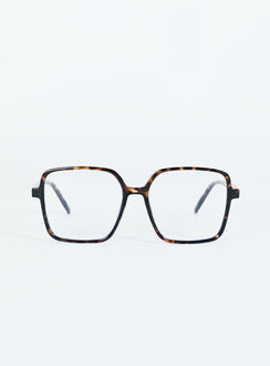 Tort frame glasses Clear lenses, moulded nose bridge, oversized frame
