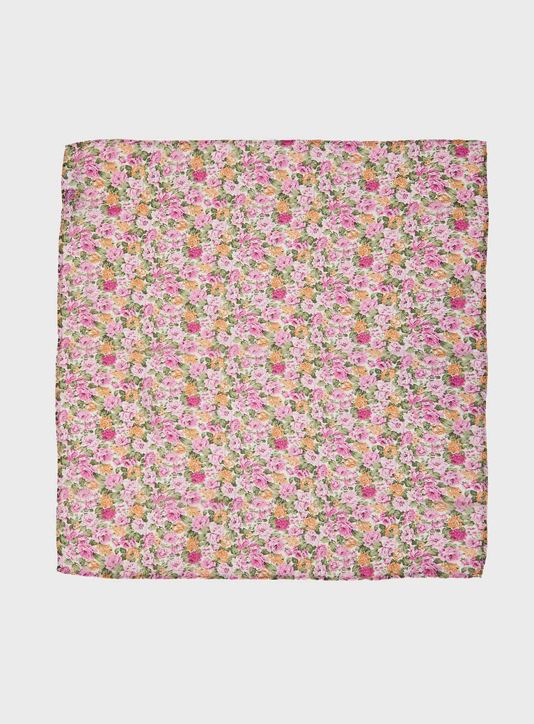 Floral hair scarf Non-stretch material, sheer