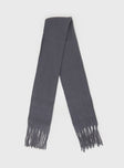 Grey Scarf Soft material, fringed edges 