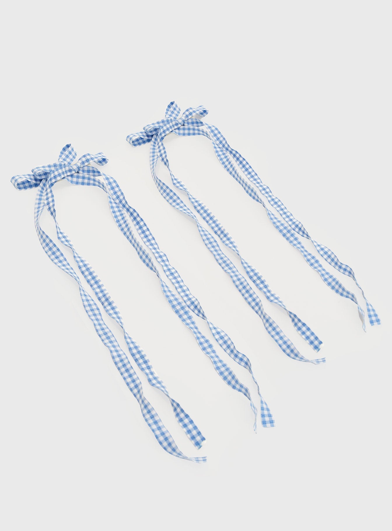 Hair clip  Four bow tie design on two clips, gingham print Clip fastening