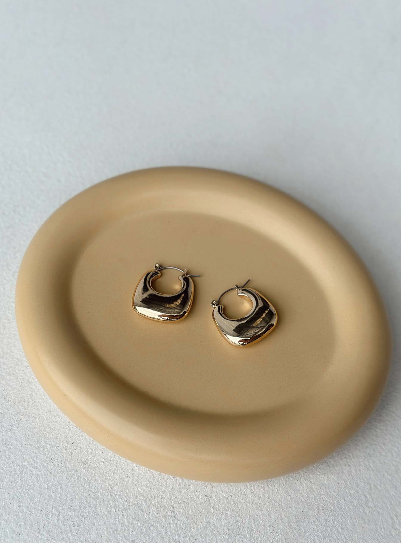 Earrings Thick hoop style  Latch fastening  Lightweight 