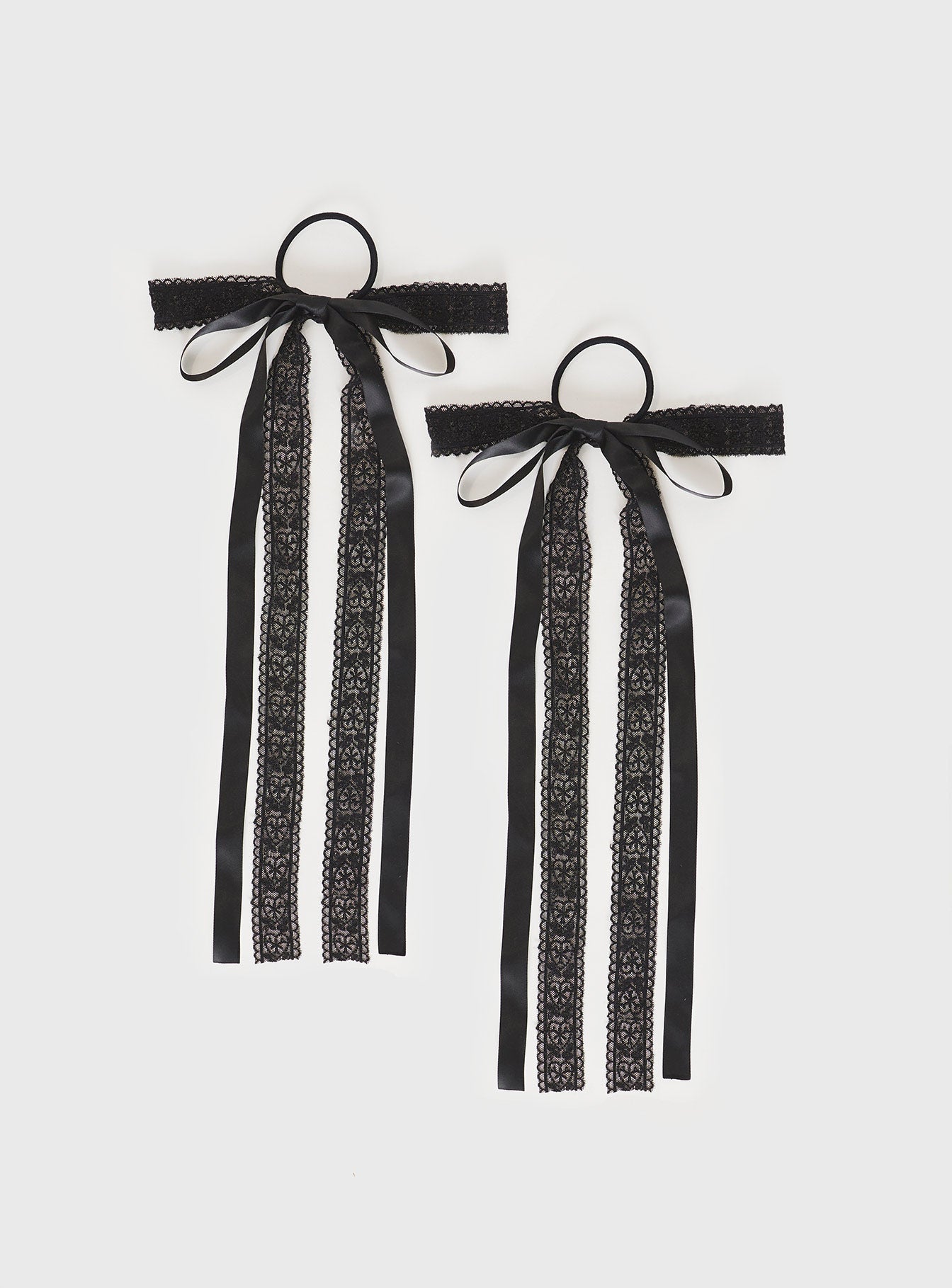 Black hair tie satin and lace design
