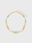 Necklace Beaded style- with different charms & beads, gold-toned hardware Lobster clasp fastening
