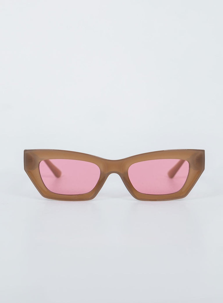 Sunglasses 70% PC 30% AC UV 400 Pink tinted lenses  Moulded nose bridge 