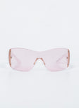 Sunglasses Frameless design  Pink tinted lenses Adjustable silicone nose pads 