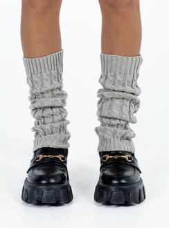 Grey leg warmers Soft knit material  Below the knee length  Good stretch 