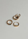 Ring pack Set of four Gold toned Gemstone detail Lightweight
