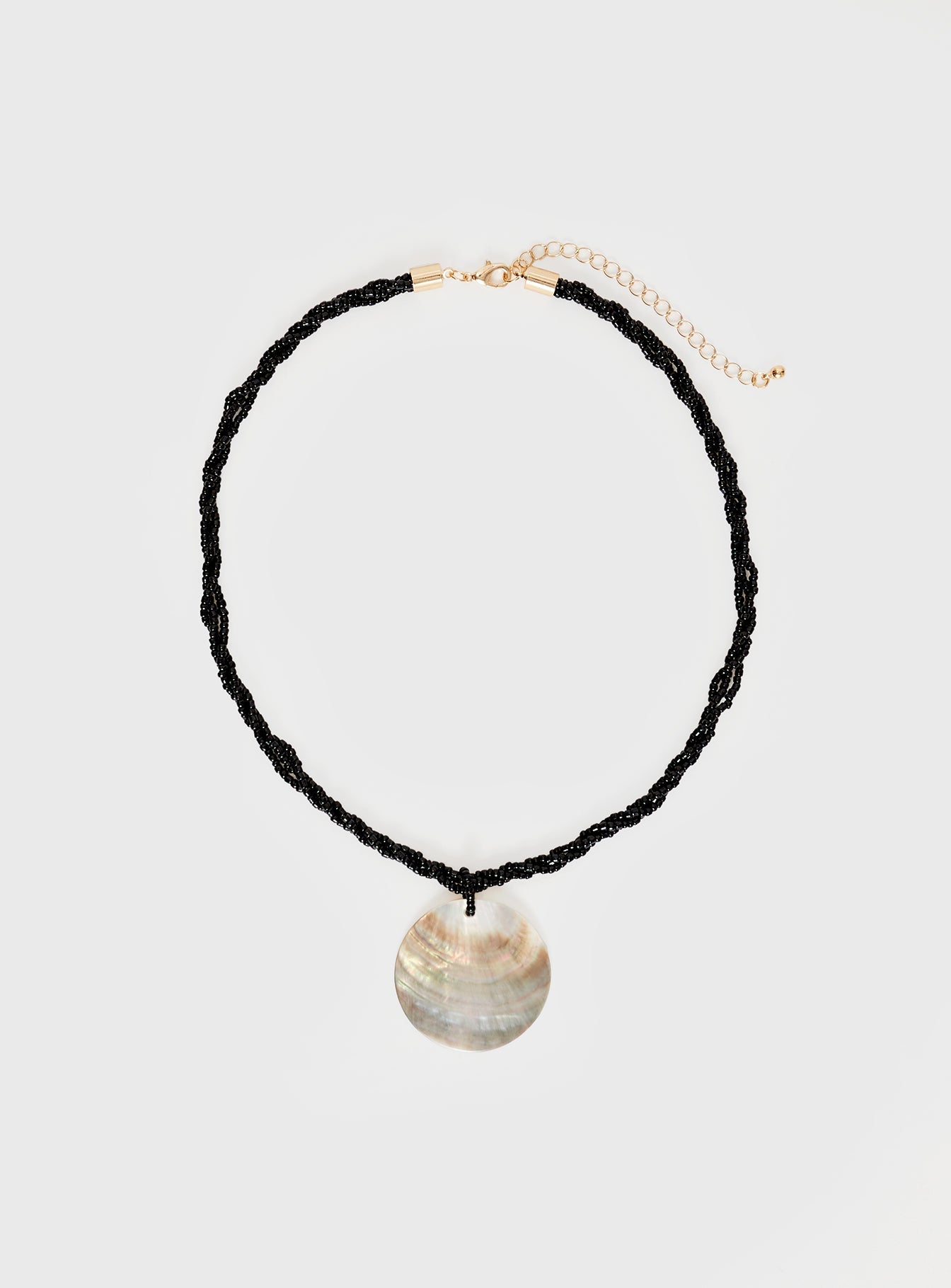 Gold-toned necklace Beaded design, shell pendant, lobster clasp fastening