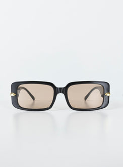 Sunglasses  UV 400 Oversized rectangle frame Transparent lenses Gold-toned hardware  Moulded nose bridge 