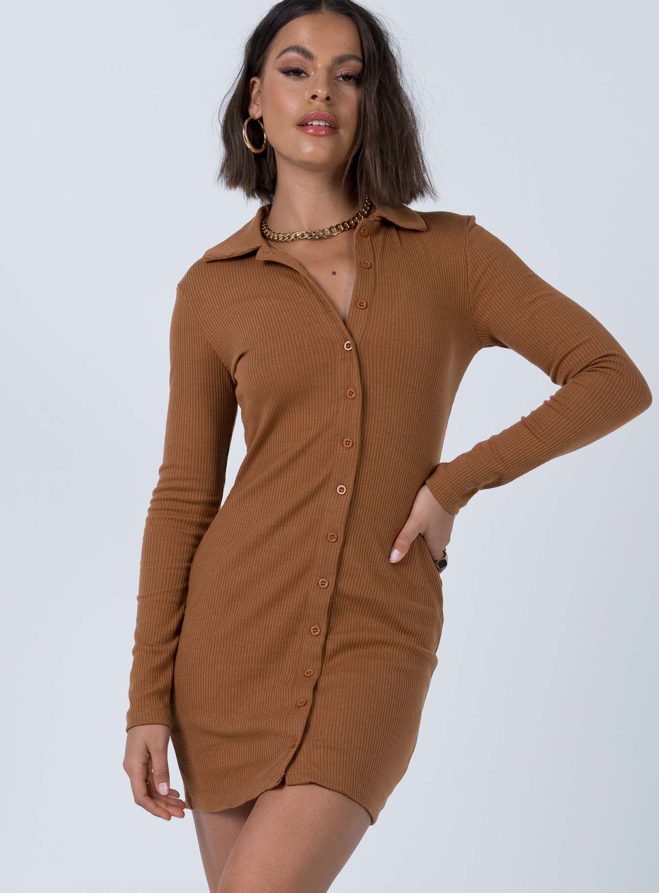Princess Polly   Downtown Mini Dress Brown