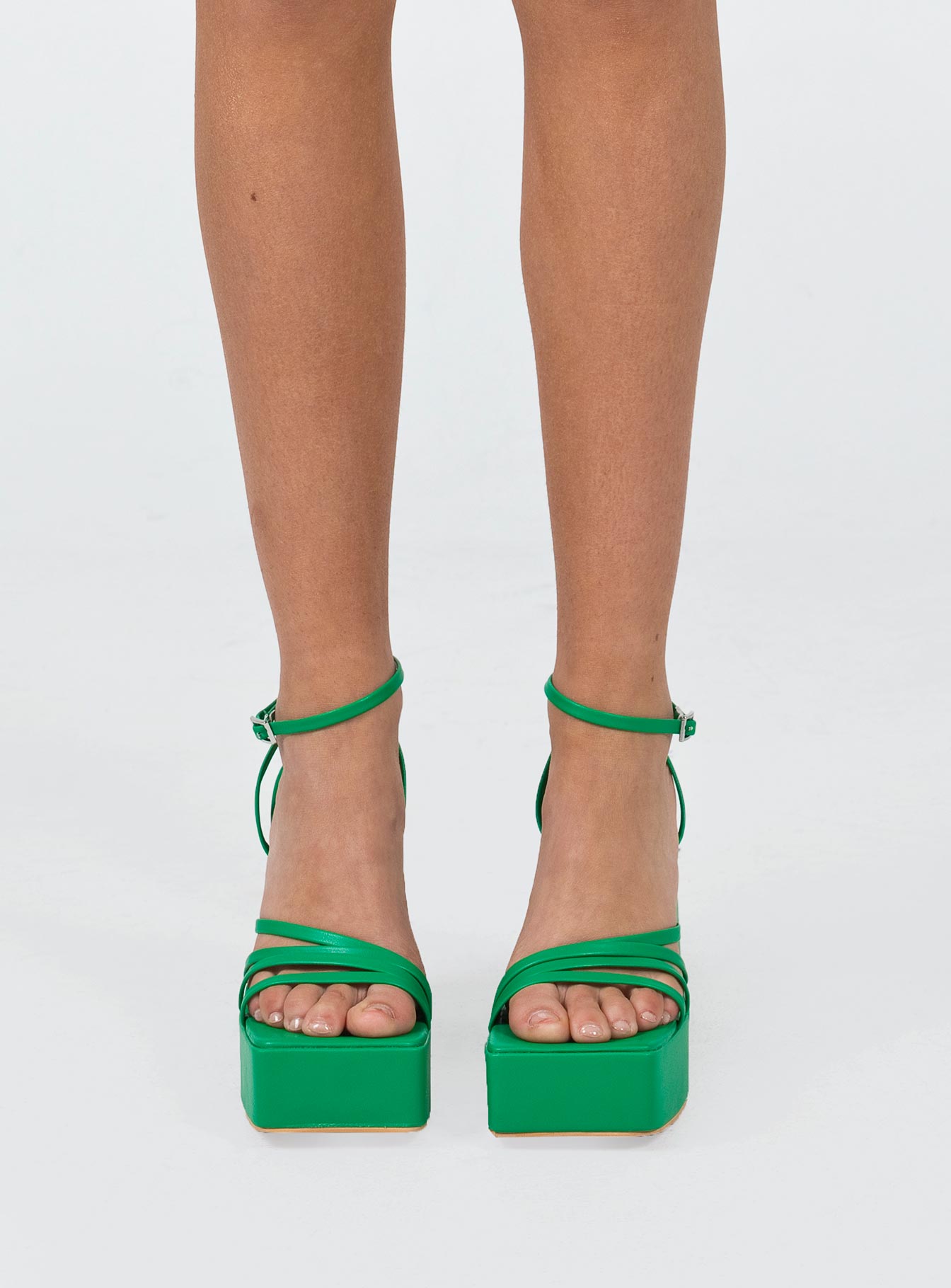 Heels heels  Princess Polly Exclusive Faux leather material  Square toe Strappy upper Block heel  Ankle buckle fastening  Platform base 