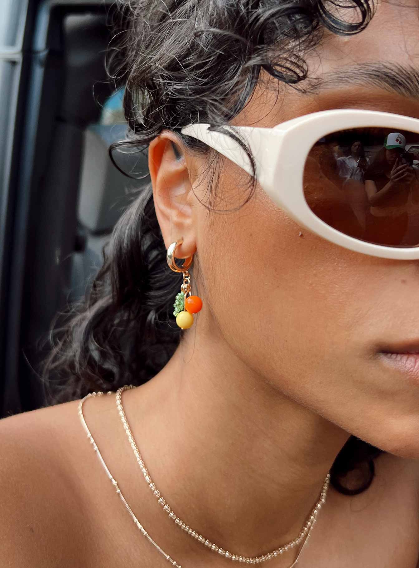 Earrings Hoop style Drop charm Stud fastening