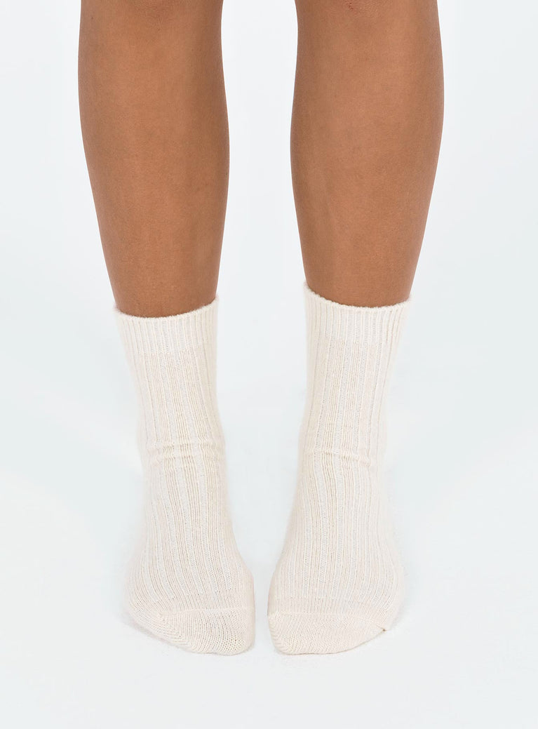 Socks Ribbed knit material Elasticated cuff Good stretch