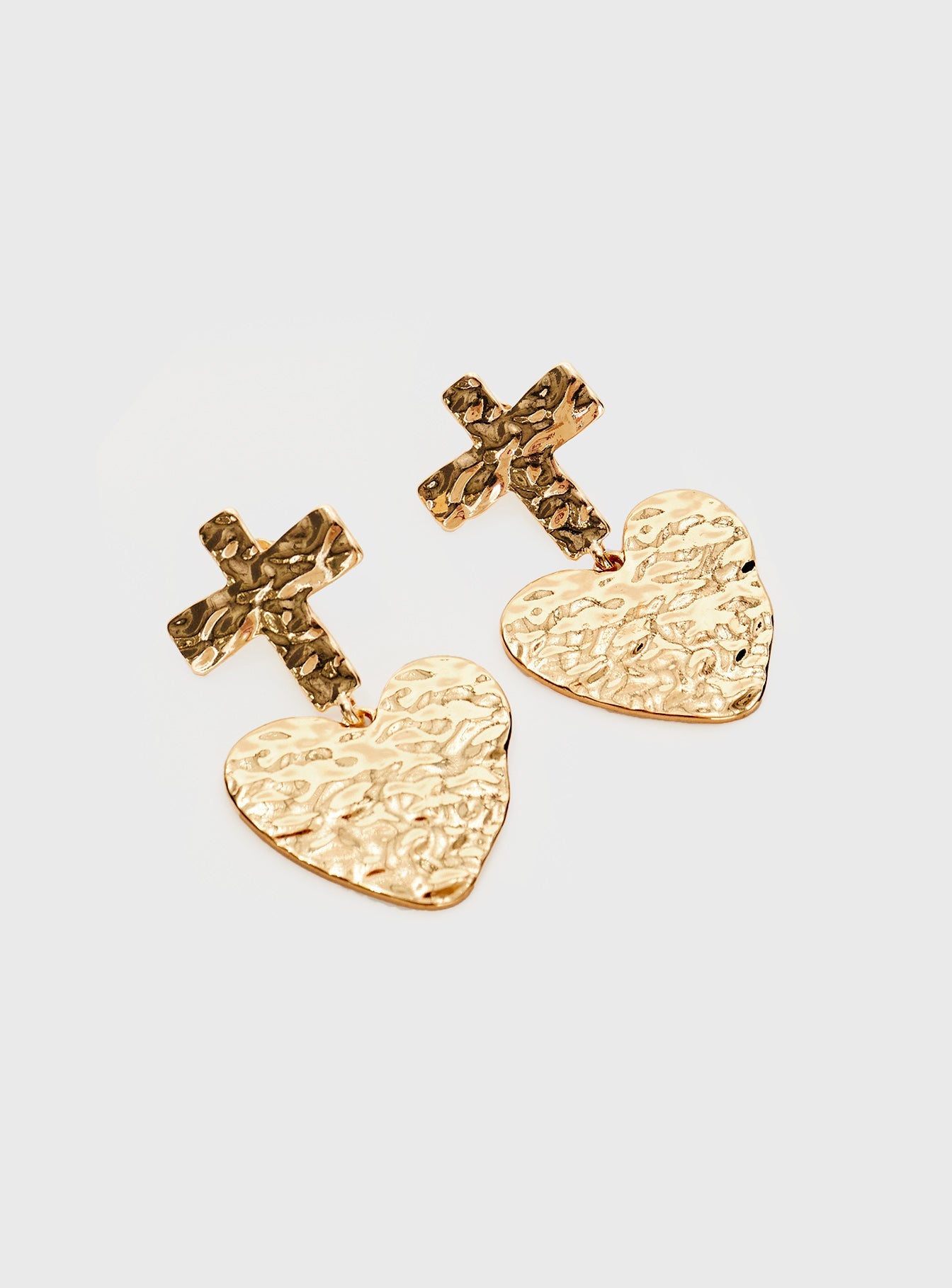 Gold-toned earrings Drop charm, stud fastening
