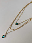 Necklace set Dainty gold chains Gemstone pendants Lobster clasp fastening
