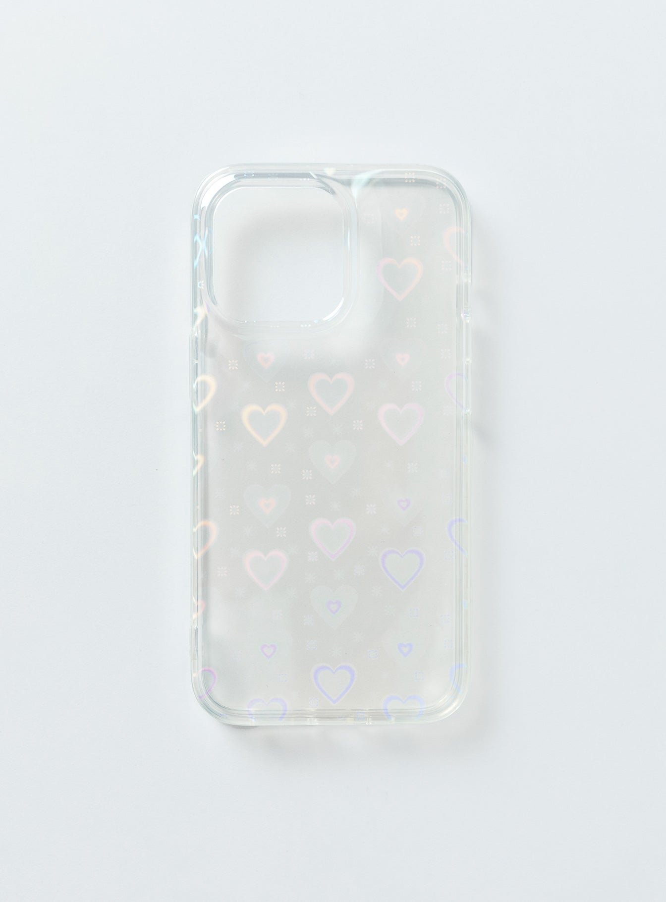 iPhone case Clear plastic style Iridescent heart print Lightweight