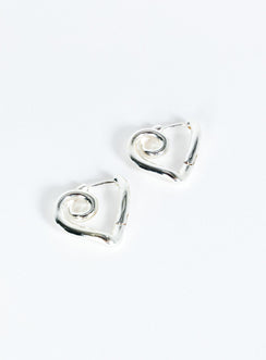 Silver toned earrings Hinged hoop fastening