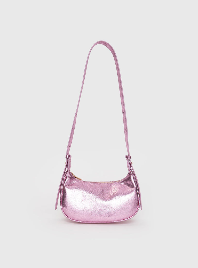Pink Shoulder bag Adjustable strap, zip fastening, internal pockets, gold toned hardware