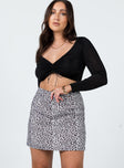 Selby Mini Skirt Black / White Leopard