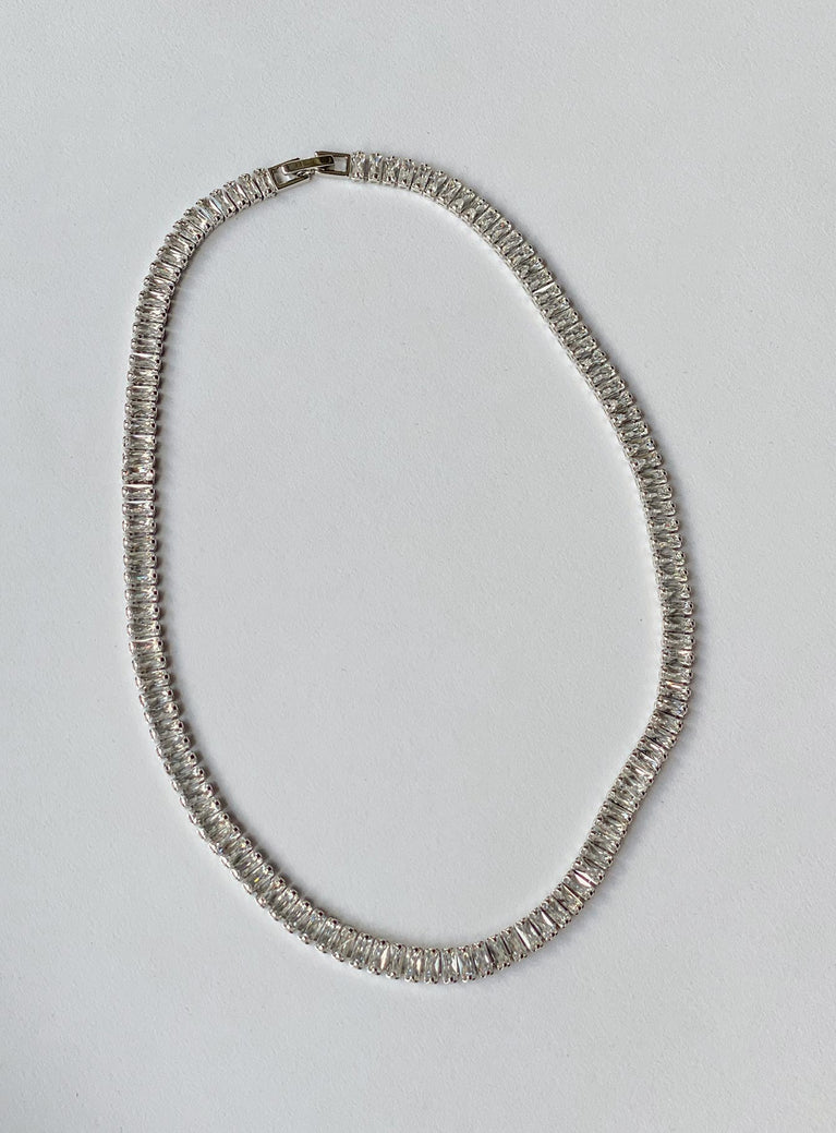 Necklace Choker style Diamante detail Clasp fastening Silver-toned