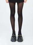 Black stockings Stockings  Delicate sheer material - wear with care  Stripe print  Elasticated waistband 