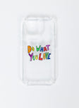 iPhone case Clear plastic style colourful Graphic print