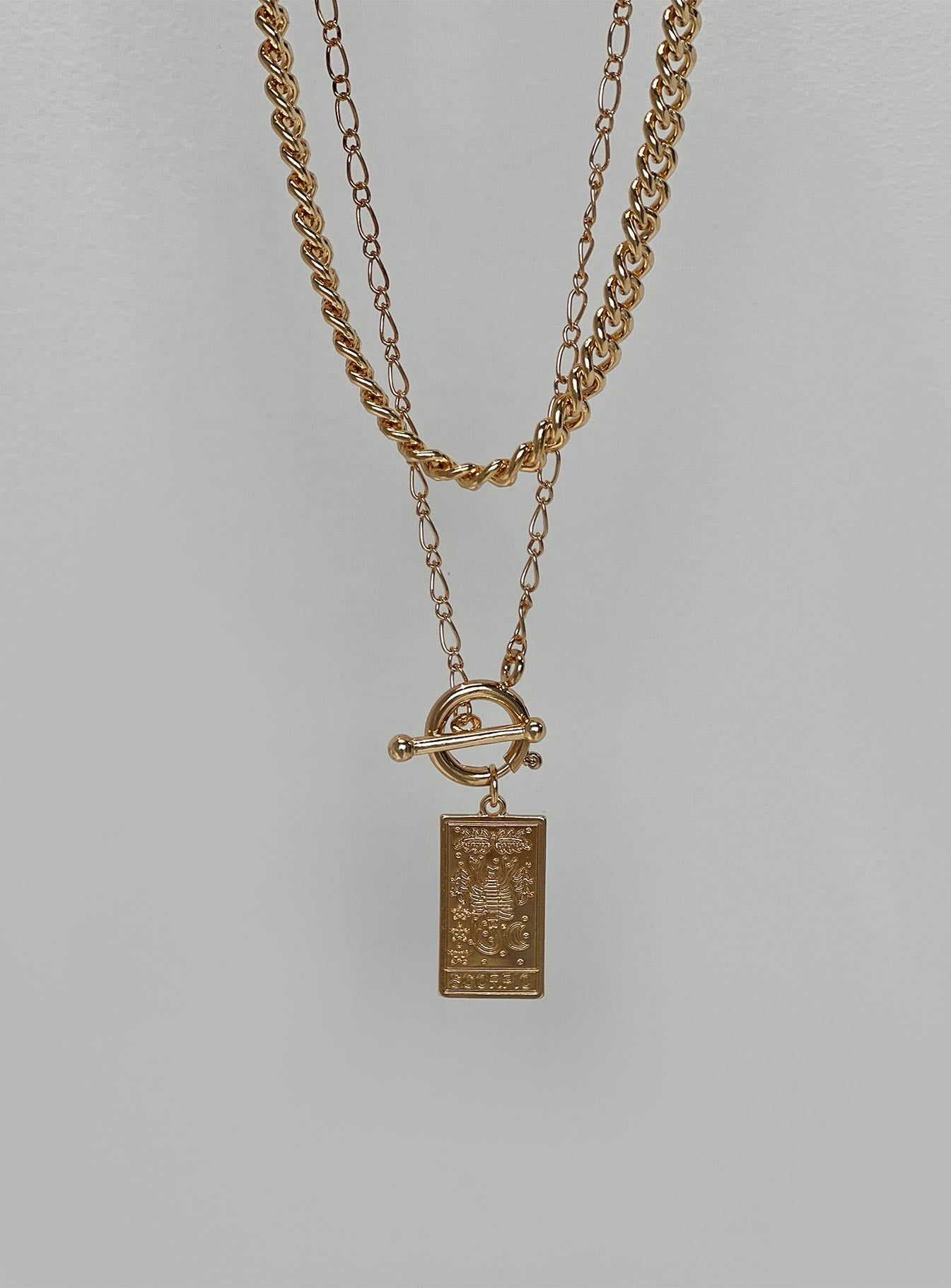 Necklace Gold toned Drop charm Lobster clasp fastening